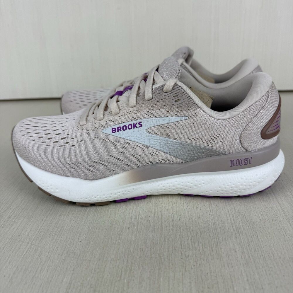 Brooks Ghost 16 Running Shoes Womens Size 7 Almond Peach Purple Athletic Gym Run - Picture 3 of 11